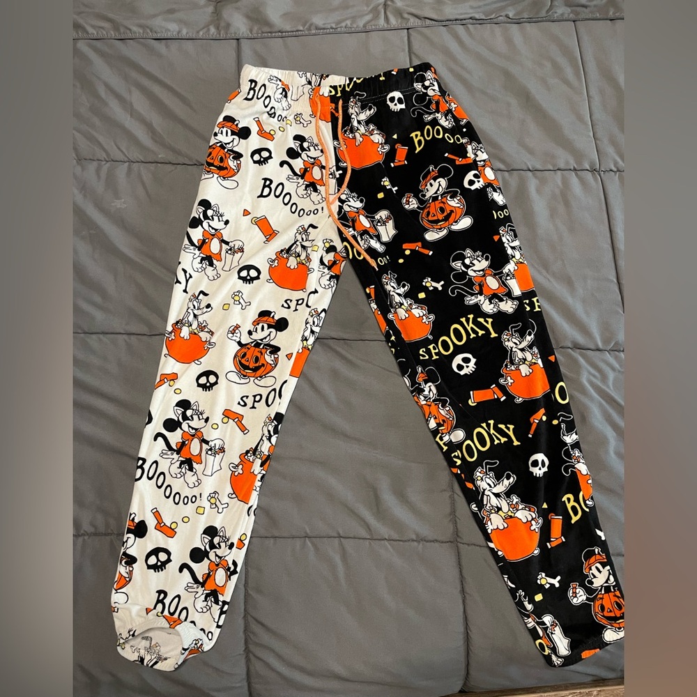 Disney Mickey Mouse Women's Halloween Joggers Fleece Pajama Pants 4-6 Small 3629